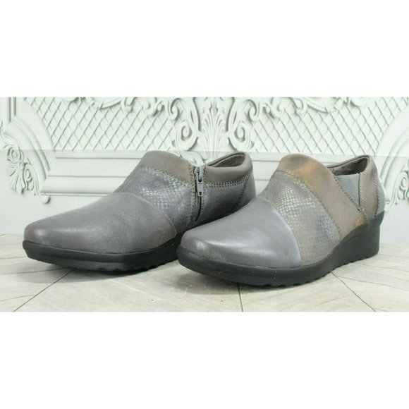Clarks Cloudsteppers Caddell Denali Gray Leather Casual Slip On Shoes Size 8 M - Picture 2 of 9